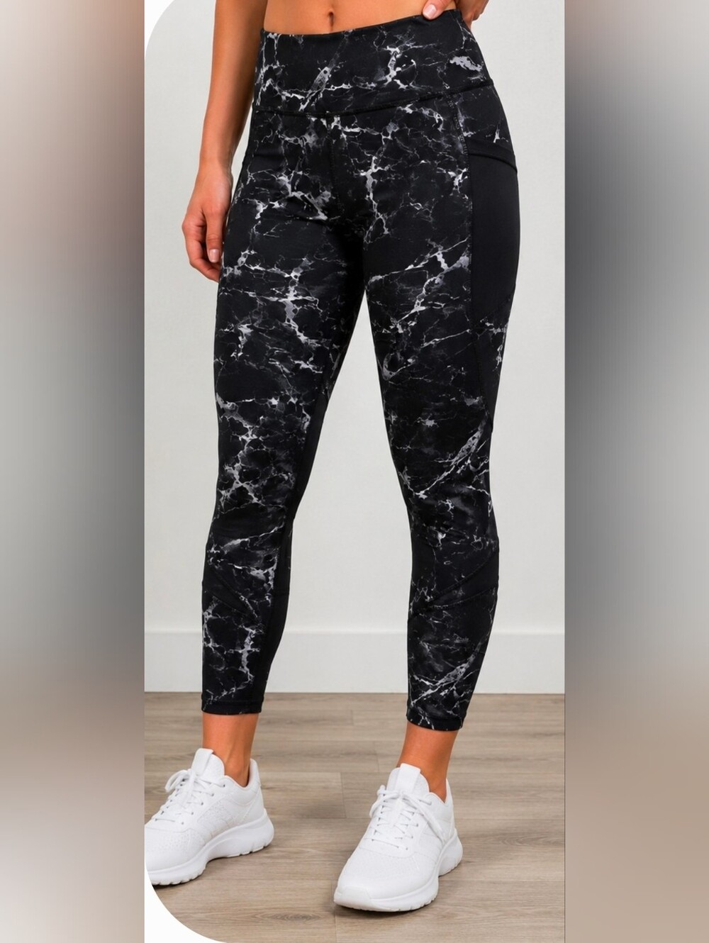 BSP Better Sports Performance Marble Print High Rise Womens Leggings XL